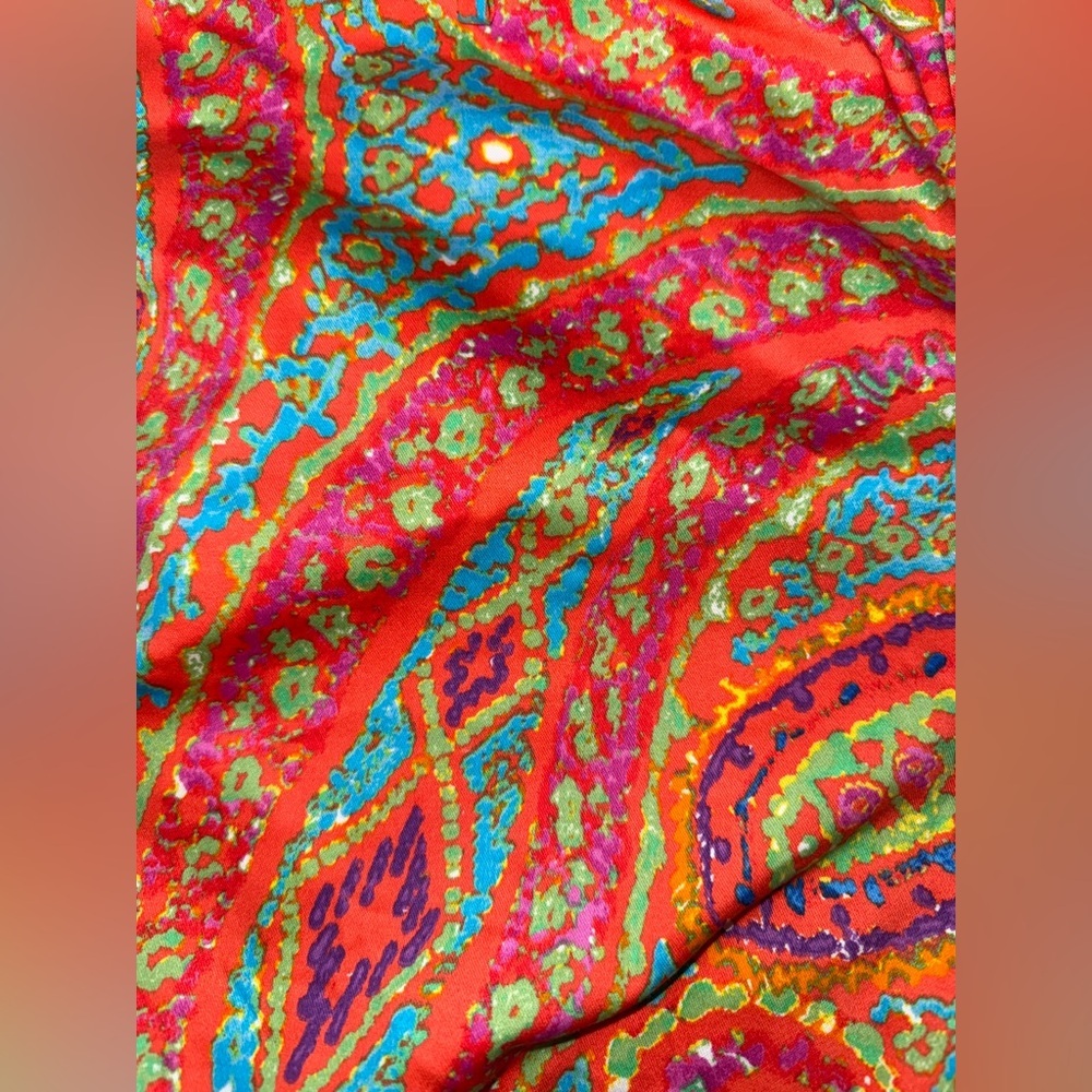 Lauren Ralph Lauren Paisley Shorts Size 14 Orange Multicolor Preppy Resort - Picture 10 of 10